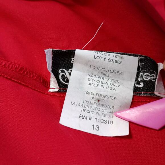 Red Halter Formal Gown Blondie Nites by Linda Bernell Size 13 Prom HOCO - Picture 13 of 16